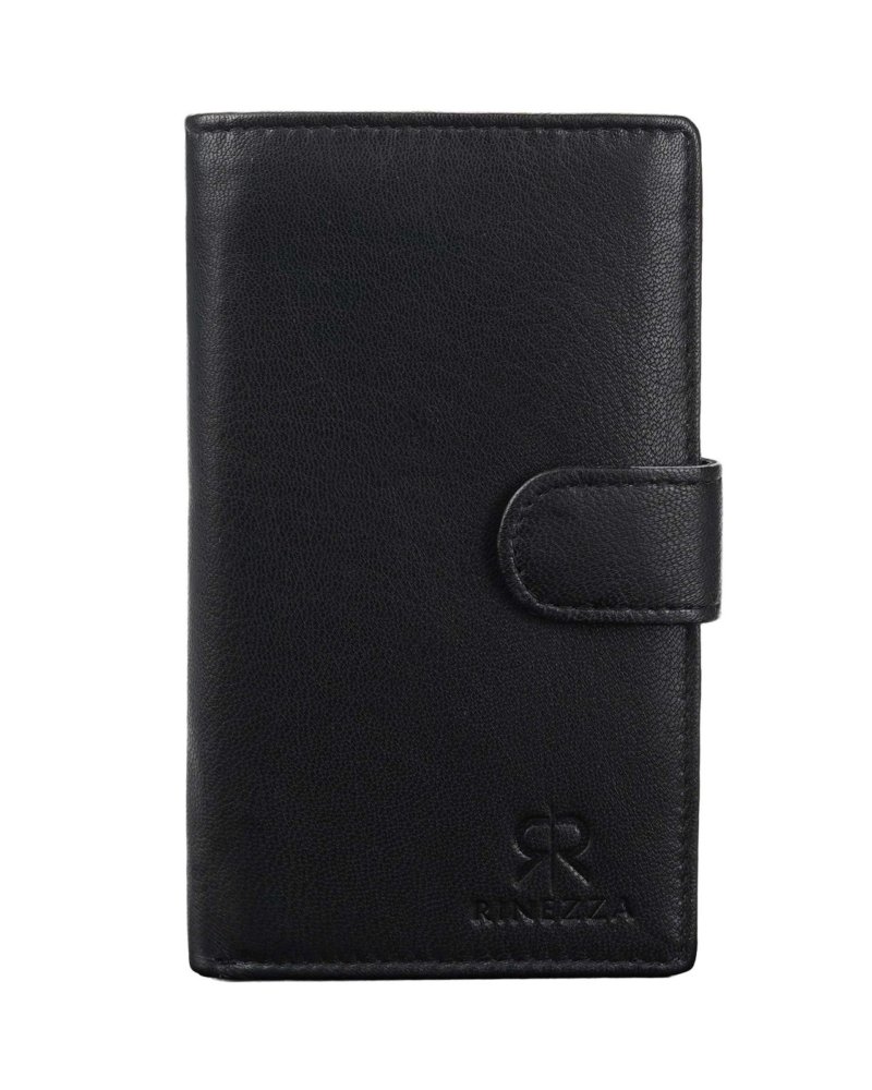 Rinezza Genuine Leather Long Wallet for Men & Women | 9 Card Slots | Currency Compartment | 1 ID Window | 1 Coin Pocket | Snap Closure | RFID Protected