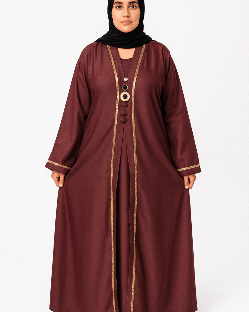 Rinezza Premium Abaya with Golden Detailing | Elegant Modest Wear for Women