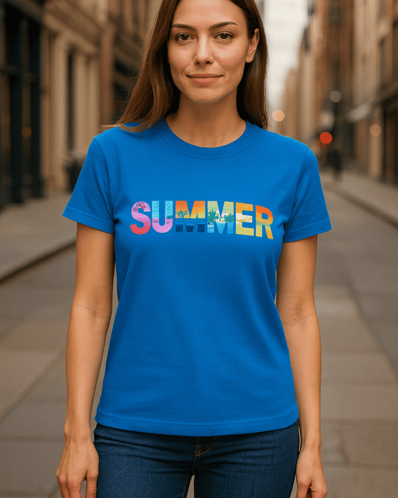 Funtee Unisex Blue Summer Imported T-Shirt Print