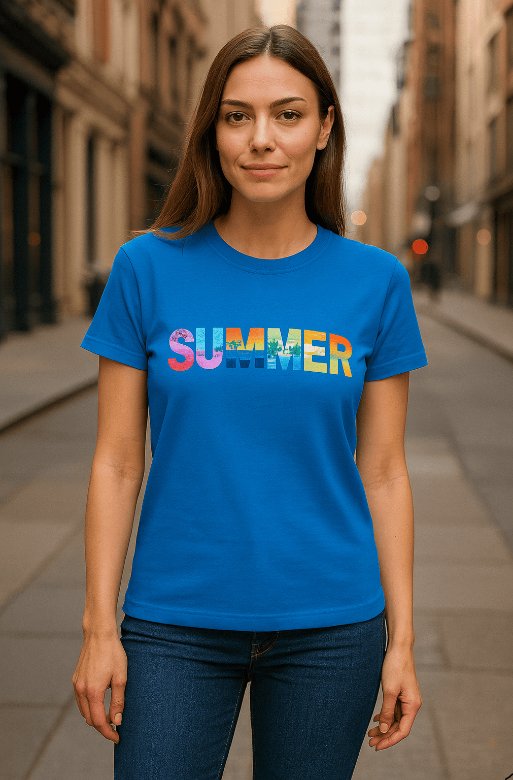 Funtee Unisex Blue Summer Imported T-Shirt Print