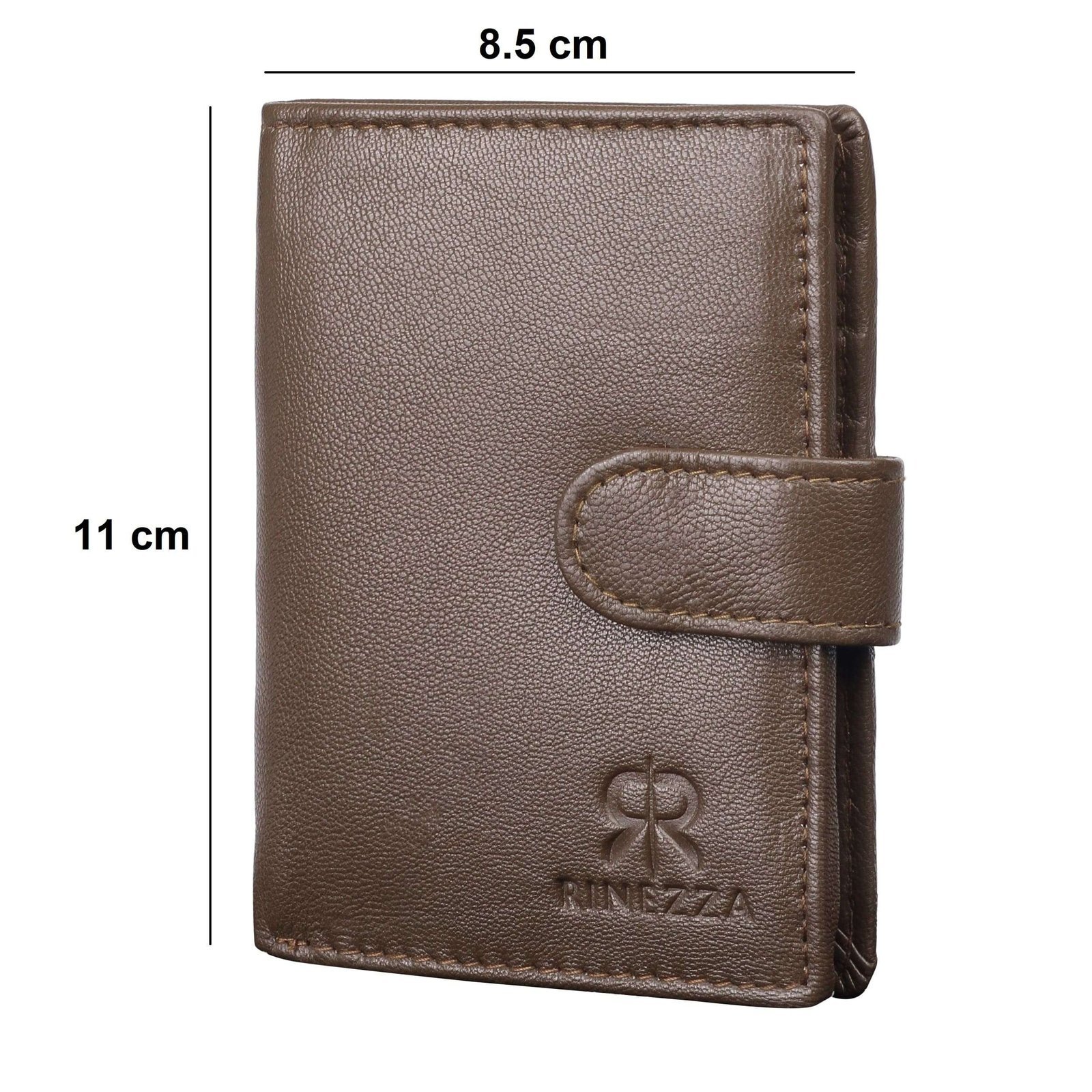 Rinezza Genuine Leather Card Holder Wallet ATM |CC | ID Card |3 Slots | Coin Pocket | RFID Protected | Snap Closure - Image 2
