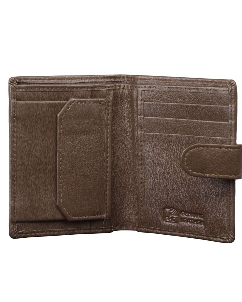 Rinezza Genuine Leather Card Holder Wallet ATM |CC | ID Card |3 Slots | Coin Pocket | RFID Protected | Snap Closure