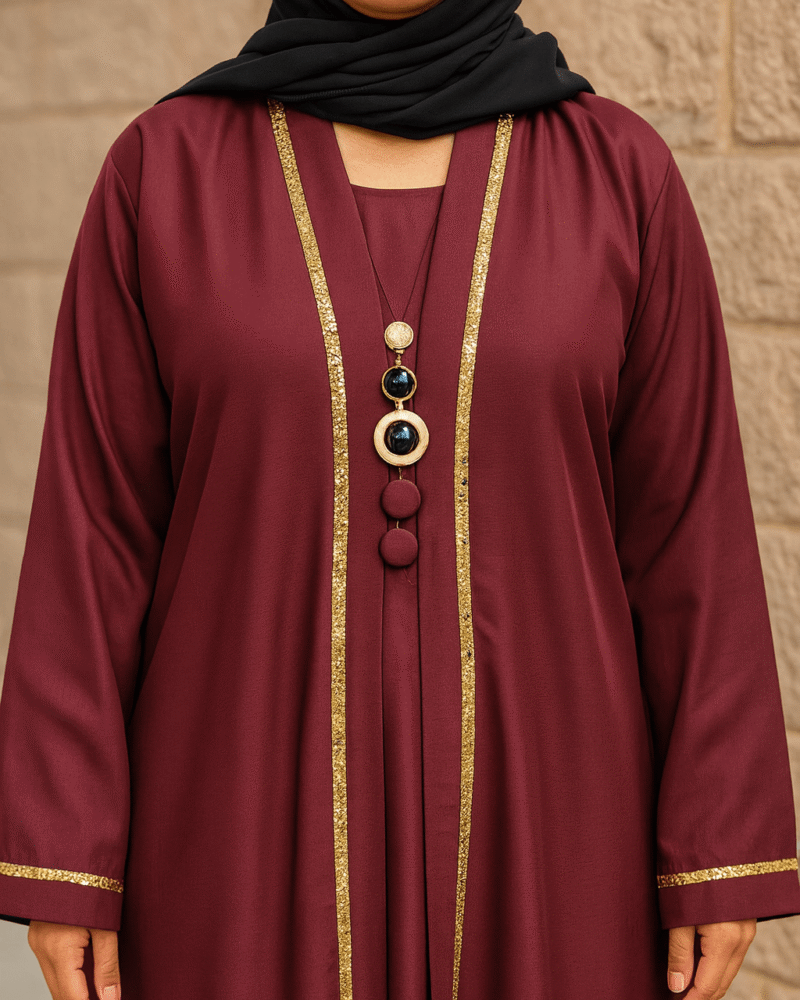 Rinezza Premium Abaya with Golden Detailing | Elegant Modest Wear for Women