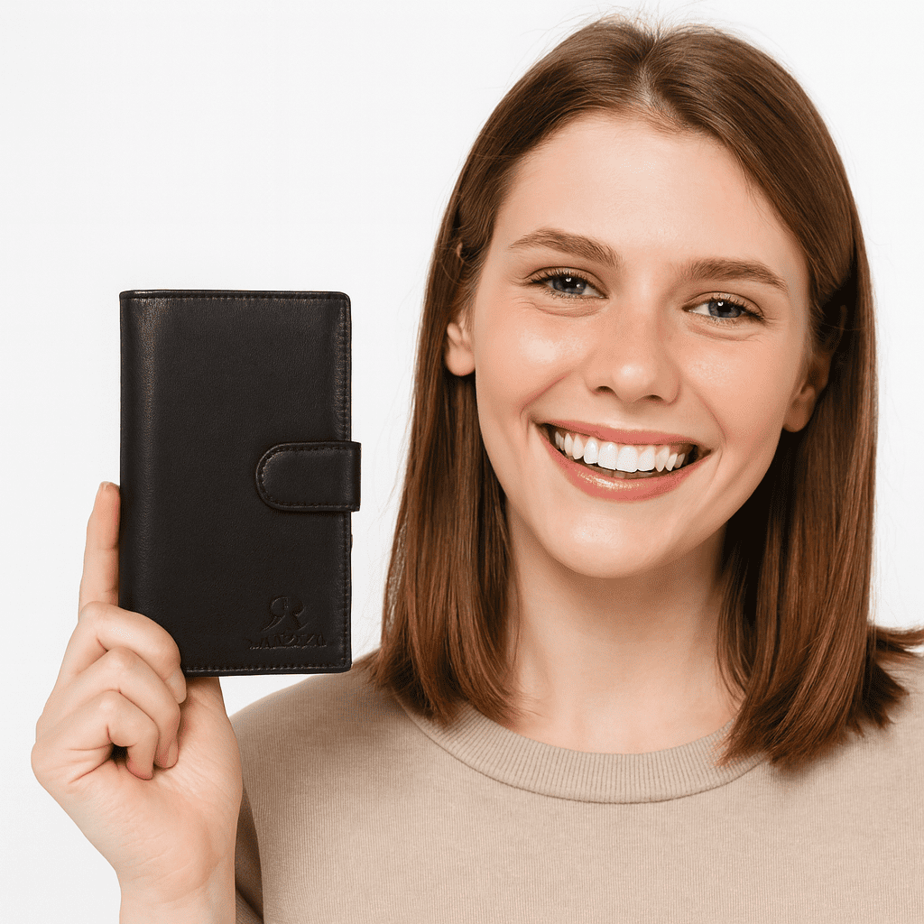 Rinezza Genuine Leather Long Wallet for Men & Women | 9 Card Slots | Currency Compartment | 1 ID Window | 1 Coin Pocket | Snap Closure | RFID Protected - Image 2