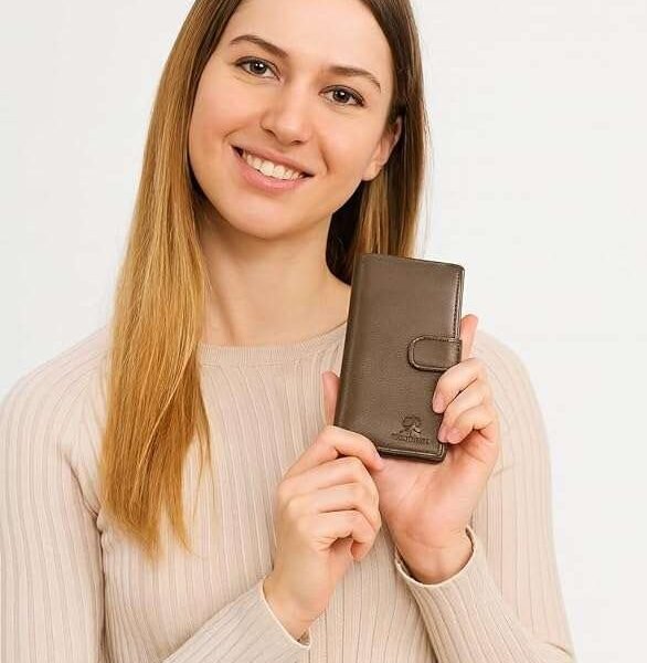 Rinezza Genuine Leather Long Wallet for Men & Women | 10 Card Slots | with Cash Compartment | 1 ID Window | RFID Blocking