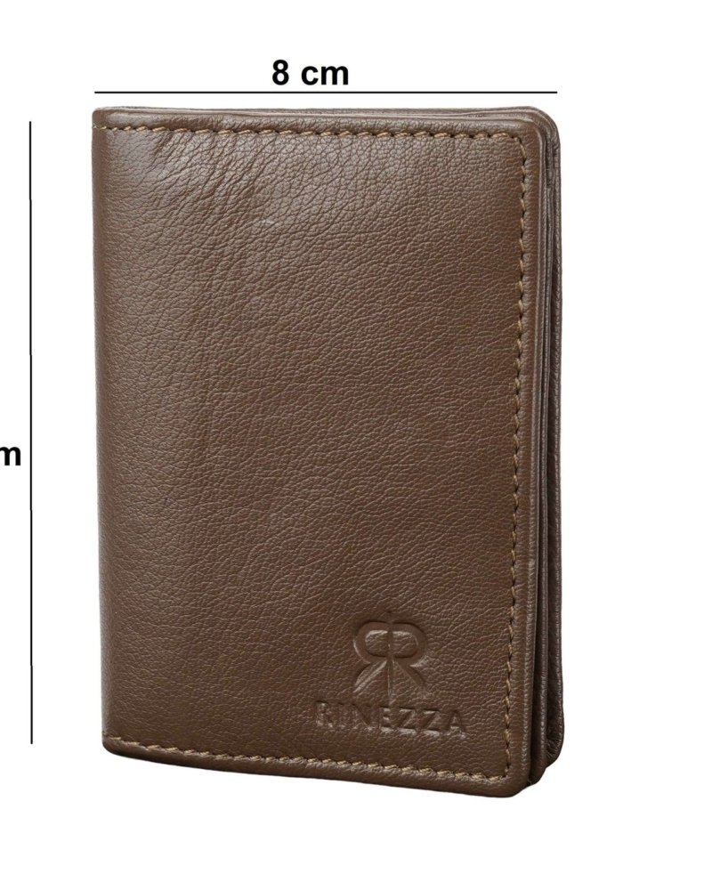 Rinezza Genuine Leather Card Case Wallet for Men | 6 Card Slots | RFID Protected | Compact Bifold