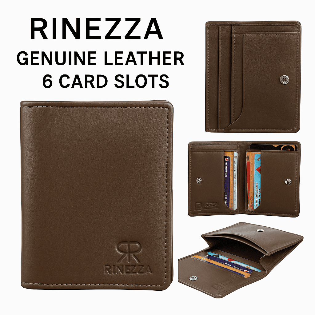 Rinezza Genuine Leather Card Case Wallet for Men | 6 Card Slots | RFID Protected | Compact Bifold - Image 2