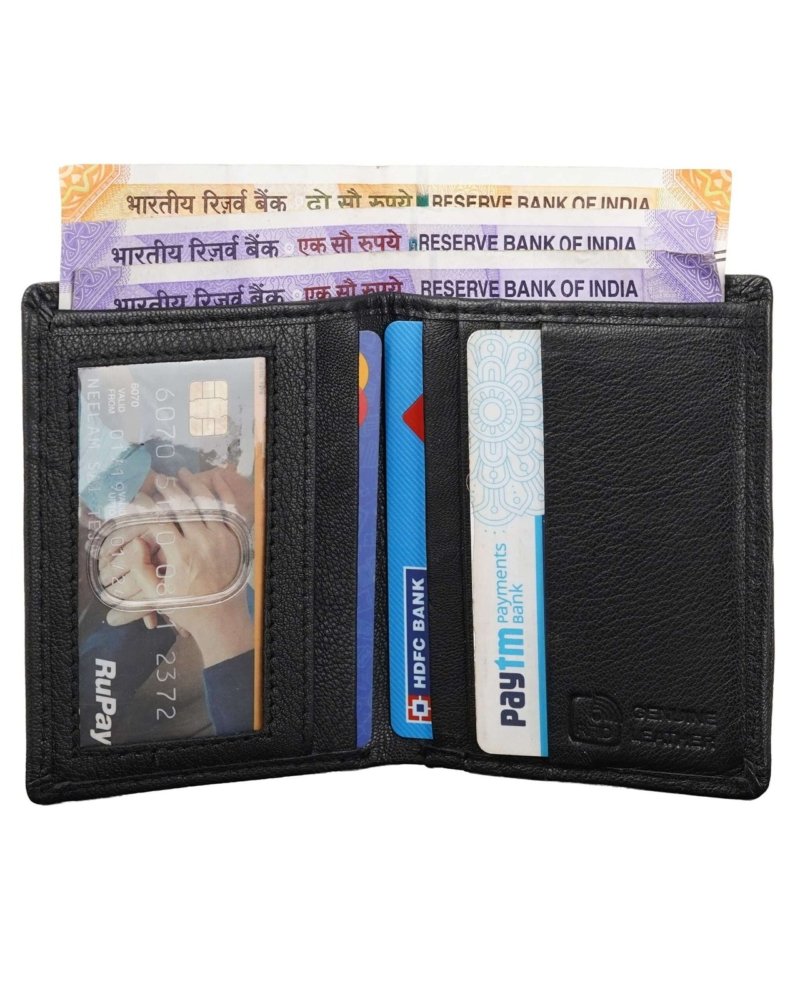 Rinezza Genuine Leather Bi-Fold Card Holder Wallet | Slim | Stylish | Functional
