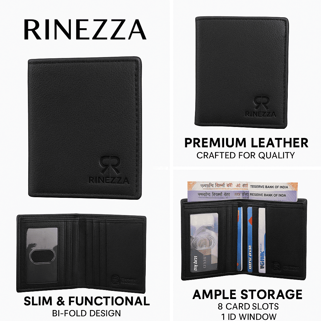 Rinezza Genuine Leather Bi-Fold Card Holder Wallet | Slim | Stylish | Functional - Image 3