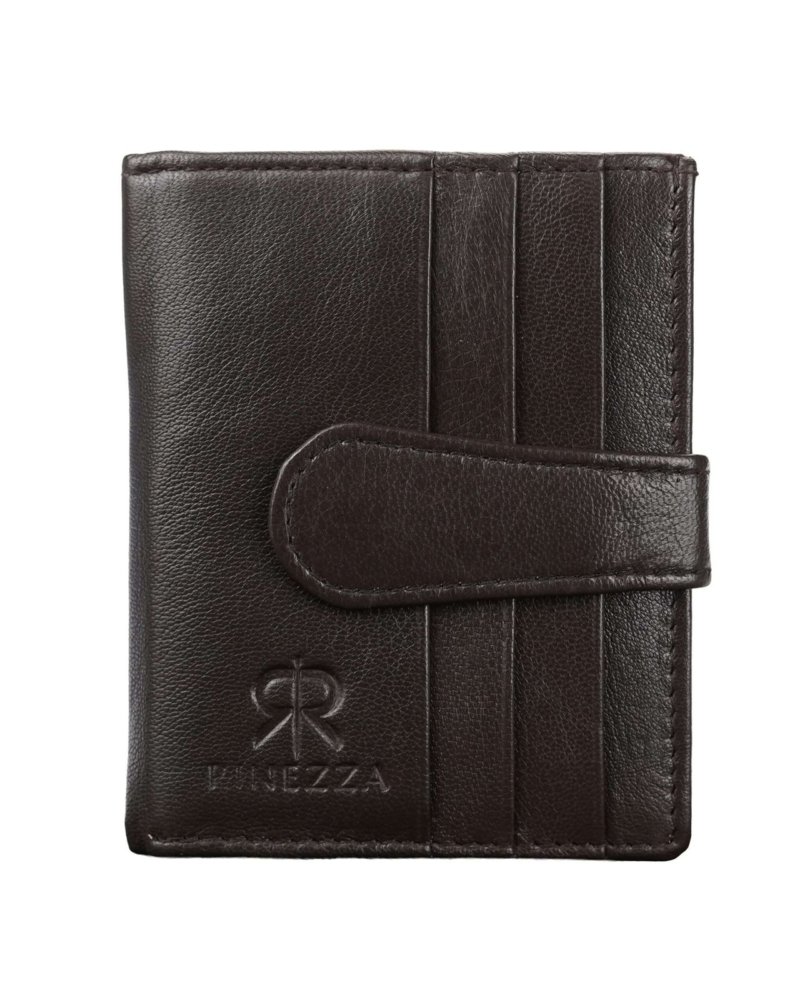 Rinezza Genuine Leather Card Case Wallet | 12 Card Slots with Cash Compartment | Slim Loop Design