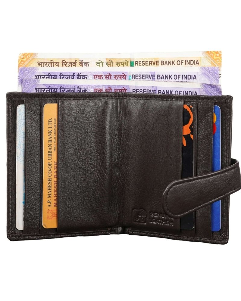Rinezza Genuine Leather Card Case Wallet | 12 Card Slots with Cash Compartment | Slim Loop Design