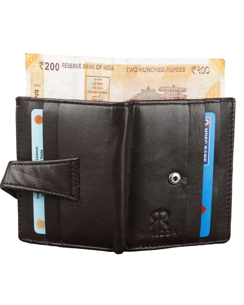 Rinezza Genuine Leather Card Case Wallet | 12 Card Slots with Cash Compartment | Slim Loop Design