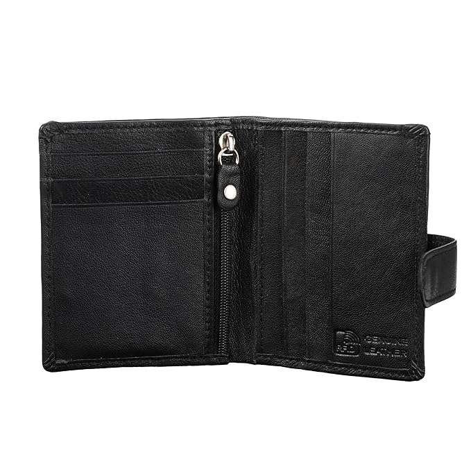 Rinezza Genuine Leather Slim Bi-Fold Wallet for Men | 6 Card Slots | Zip Coin Pocket | Compact 8cm x 10cm Design | Snap Closure | Stylish & Durable - Image 4