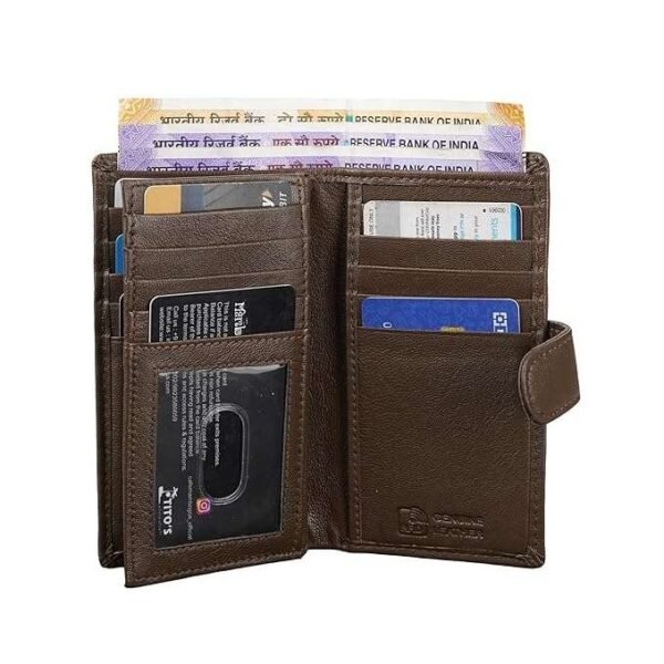 Rinezza Genuine Leather Long Wallet for Men & Women | 10 Card Slots | with Cash Compartment | 1 ID Window | RFID Blocking