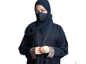 Rinezza Latest Abaya with Dupatta Black Sleeves Work Design Free Size