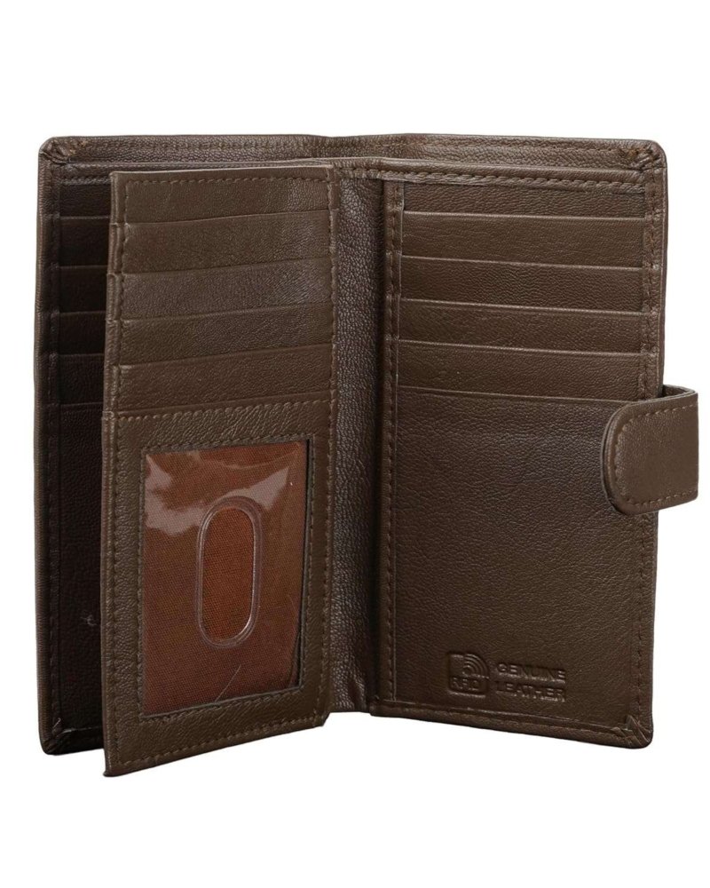 Rinezza Genuine Leather Long Wallet for Men & Women | 10 Card Slots | with Cash Compartment | 1 ID Window | RFID Blocking