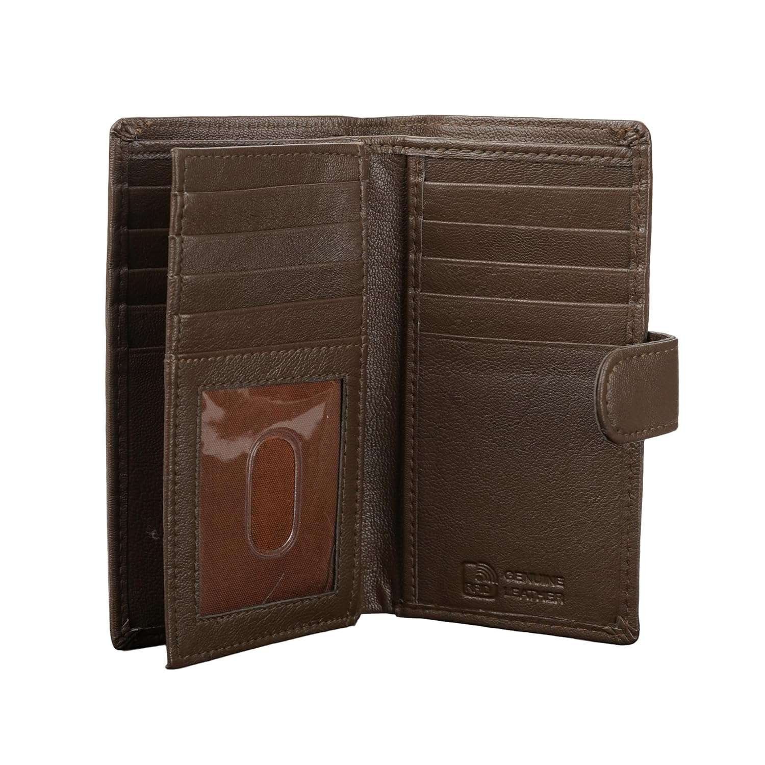 Rinezza Genuine Leather Long Wallet for Men & Women | 10 Card Slots | with Cash Compartment | 1 ID Window | RFID Blocking - Image 6