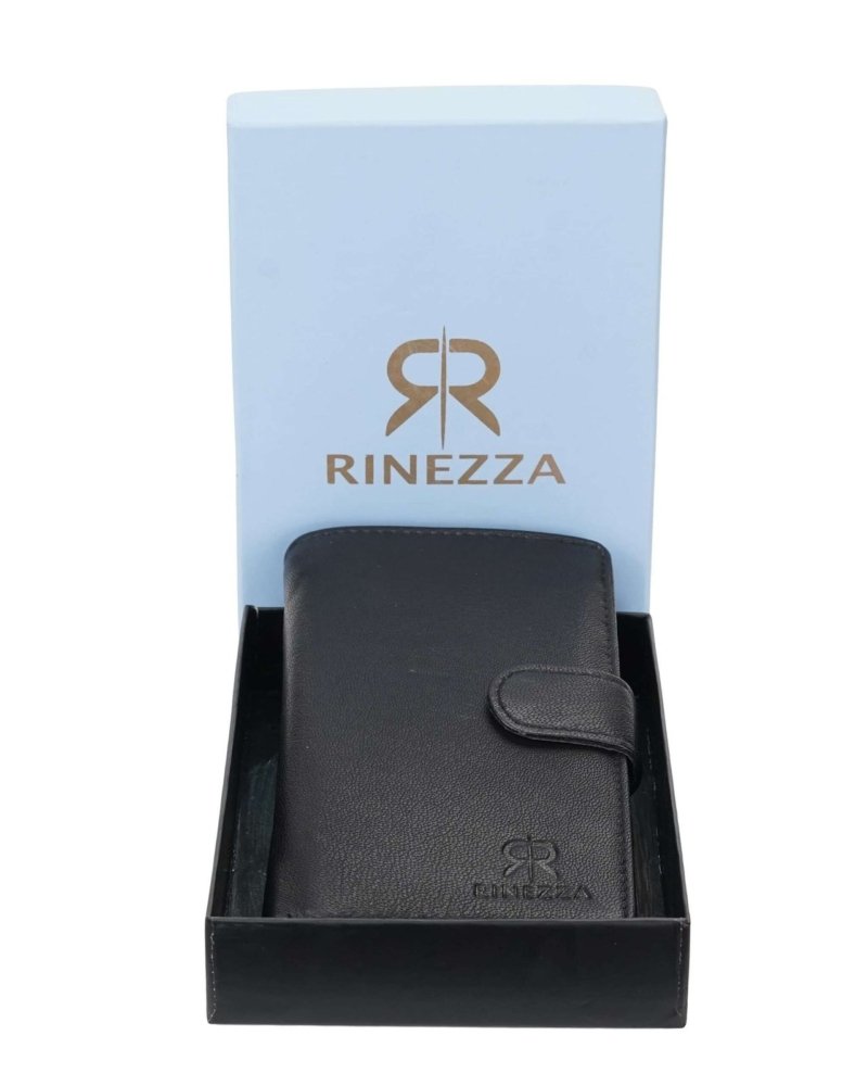 Rinezza Genuine Leather Long Wallet for Men & Women | 9 Card Slots | Currency Compartment | 1 ID Window | 1 Coin Pocket | Snap Closure | RFID Protected