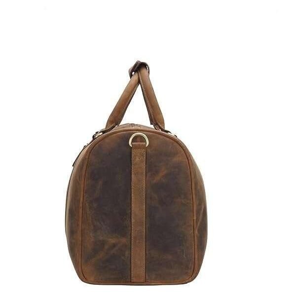 Rinezza Vintage Leather Duffle Bag | Rustic Dark Brown | Travel Weekender Bag with Shoulder Strap | Stylish Duffle for Gym | Business & Adventure |