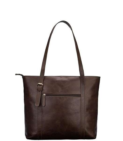 Rinezza Leather Tote Bag for Women | Brown Spacious Design | with Multiple Compartments