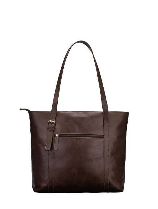 Rinezza Leather Tote Bag for Women | Brown Spacious Design | with Multiple Compartments - Image 8
