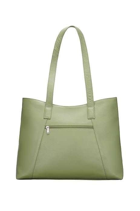 Rinezza Women's Leather Tote Bag, Sage Green, Ladies Purse - Image 3