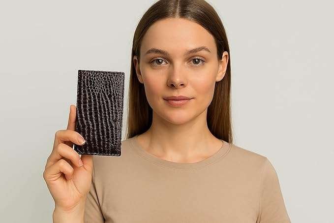 Rinezza Genuine Leather Long Wallet for Men & Women | Slim Card Holder | RFID Blocking | Croco Texture | 11 Card Slots | Bi-Fold | Travel Accessories - Image 4