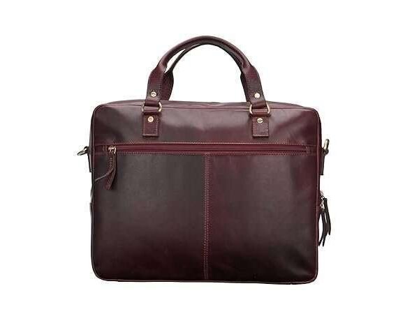 Rinezza Genuine Leather Laptop Bag for Men | Brown Oil Pull Up | Multiple Pockets | Adjustable Shoulder Strap