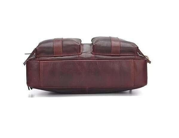 Rinezza Genuine Leather Laptop Bag for Men | Brown Oil Pull Up | Multiple Pockets | Adjustable Shoulder Strap