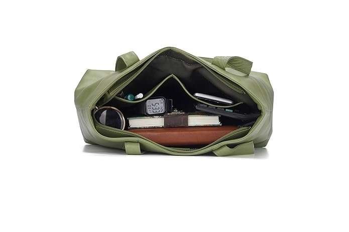 Rinezza Women's Leather Tote Bag, Sage Green, Ladies Purse - Image 5