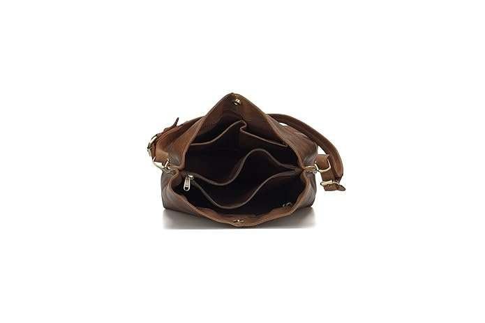 Rinezza Genuine Leather Hobo Stylish Shoulder Bag, Tote Bag with Multiple Compartments, Brown - Image 5