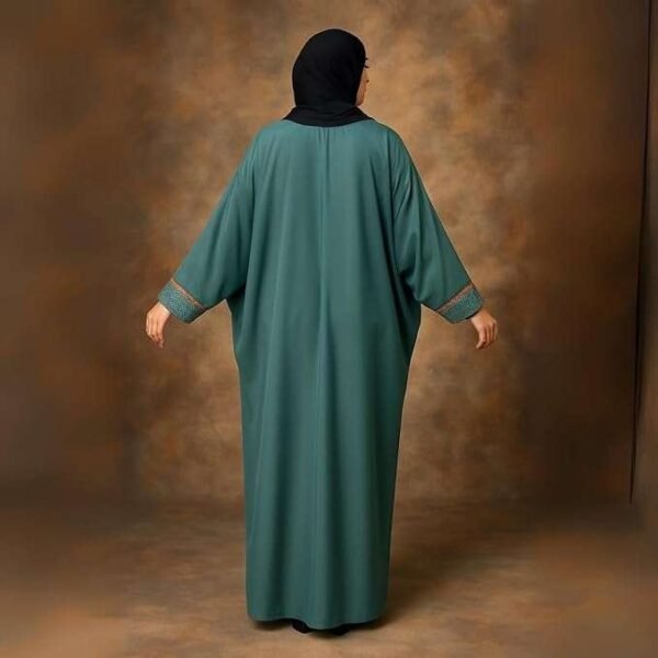 Rinezza Women's Kaftan Full Length Abaya One Size | Free Size | with Gold Embellishments on Sleeves | Islamic Wear | Free Dupatta