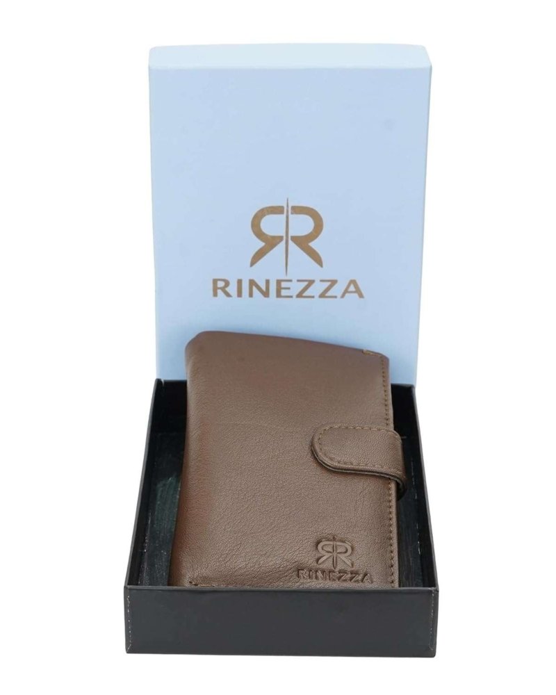 Rinezza Genuine Leather Long Wallet for Men & Women | 10 Card Slots | with Cash Compartment | 1 ID Window | RFID Blocking