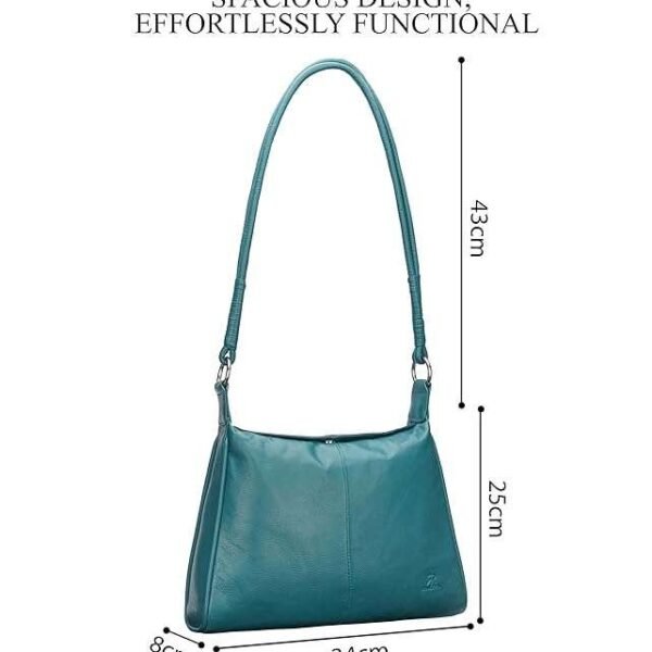 Rinezza Genuine Premium Leather Satchel Handbag for Women | Teal | Spacious Design