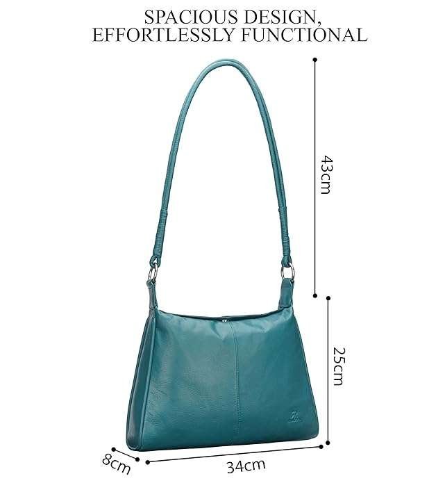 Rinezza Genuine Premium Leather Satchel Handbag for Women | Teal | Spacious Design - Image 2