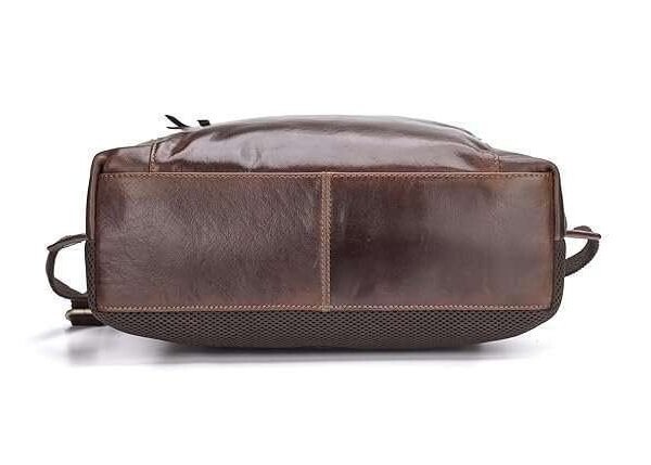 Rinezza Vintage Genuine Leather Backpack, Brown Oil Pull Up, Multiple Zippered Compartments with Laptop Pocket