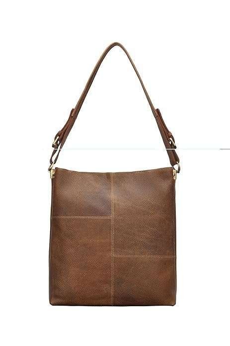 Rinezza Genuine Leather Hobo Stylish Shoulder Bag, Tote Bag with Multiple Compartments, Brown - Image 2