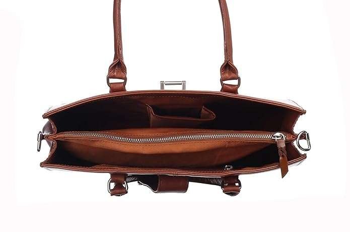 Rinezza Vintage Full-Grain Real Leather Handbag for Women | Ladies Bag | Stylish Shoulder Bag | Tote for Office Work - Image 4