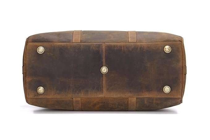 Rinezza Vintage Leather Duffle Bag | Rustic Dark Brown | Travel Weekender Bag with Shoulder Strap | Stylish Duffle for Gym | Business & Adventure | - Image 5