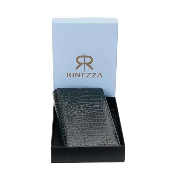 Rinezza Genuine Leather Long Wallet | Premium Crocodile-Textured Organizer for Men & Women | Card, Cash.