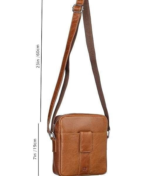 Rinezza Genuine Leather Vertical Sling Bag for Men & Women