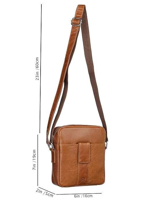 Rinezza Genuine Leather Vertical Sling Bag for Men & Women - Image 6