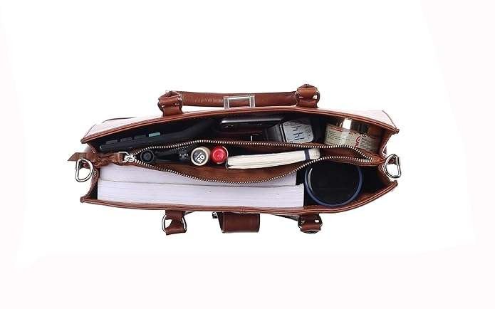 Rinezza Vintage Full-Grain Real Leather Handbag for Women | Ladies Bag | Stylish Shoulder Bag | Tote for Office Work - Image 5