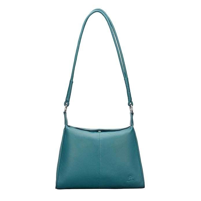Rinezza Genuine Premium Leather Satchel Handbag for Women | Teal | Spacious Design