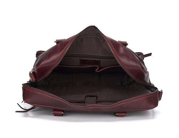 Rinezza Genuine Leather Laptop Bag for Men | Brown Oil Pull Up | Multiple Pockets | Adjustable Shoulder Strap