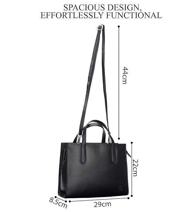 Rinezza Genuine Leather Satchel Handbag for Women, Satchel Bag for Work, Ladies Purse, Stylish Shoulder Bag, Black - Image 6