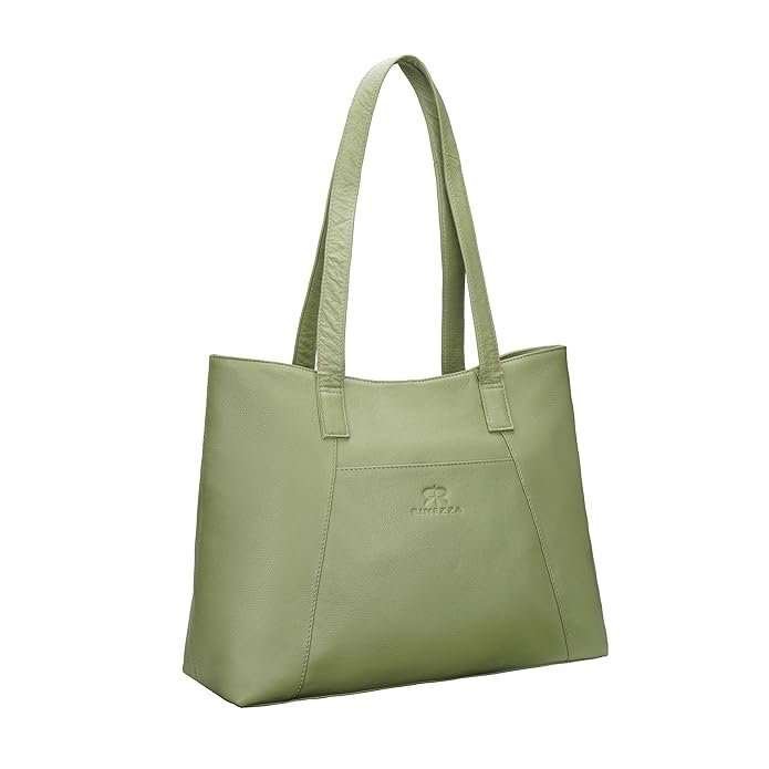 Rinezza Women's Leather Tote Bag, Sage Green, Ladies Purse - Image 2