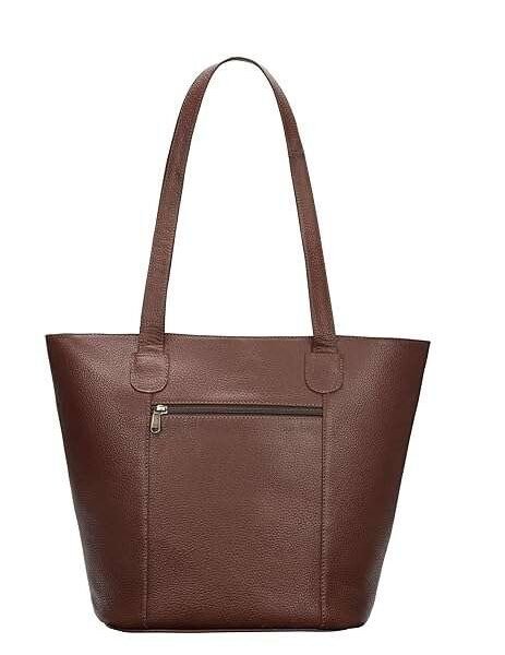Rinezza Genuine Leather Women's Classic Tote Bag | Hobo Shoulder Bag for Office | Brown Spacious Stylish Design