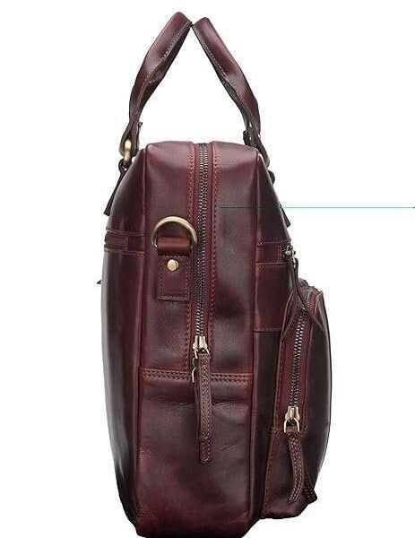 Rinezza Genuine Leather Laptop Bag for Men | Brown Oil Pull Up | Multiple Pockets | Adjustable Shoulder Strap