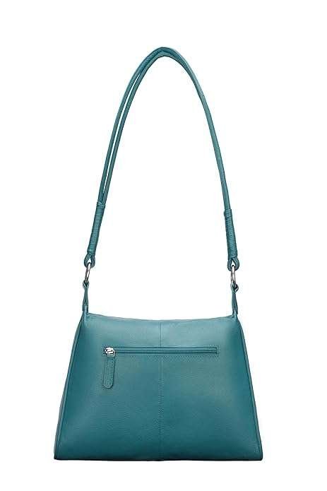 Rinezza Genuine Premium Leather Satchel Handbag for Women | Teal | Spacious Design - Image 5